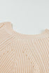 Hollow-Out Puffy Sleeve Drop Shoulder Round Neck Knit Pullover Sweater